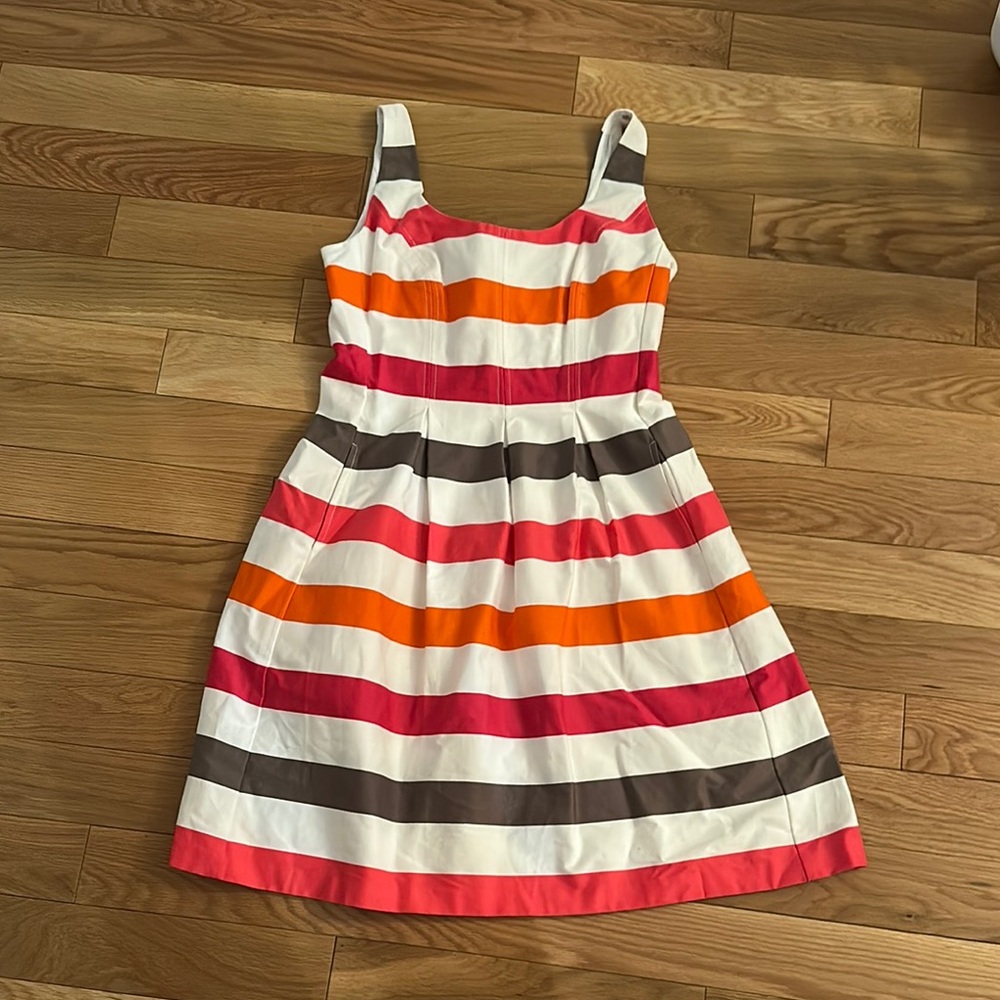 Nine West Striped Dress - Pink, Orange, Brown, White